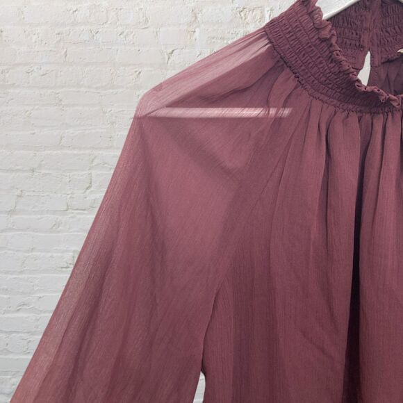 Joie Limited Edition Burgundy Mesh Blouse Size M - Picture 6 of 16
